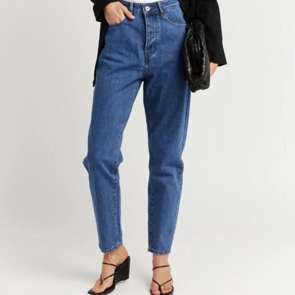 NWT DISSH Denim Ellis Dark Blue Mom Button Jeans